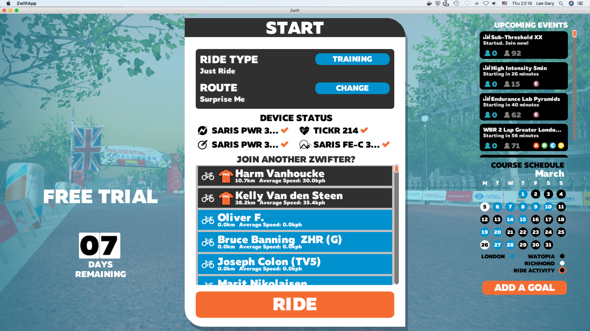 ZWIFT - Online training session