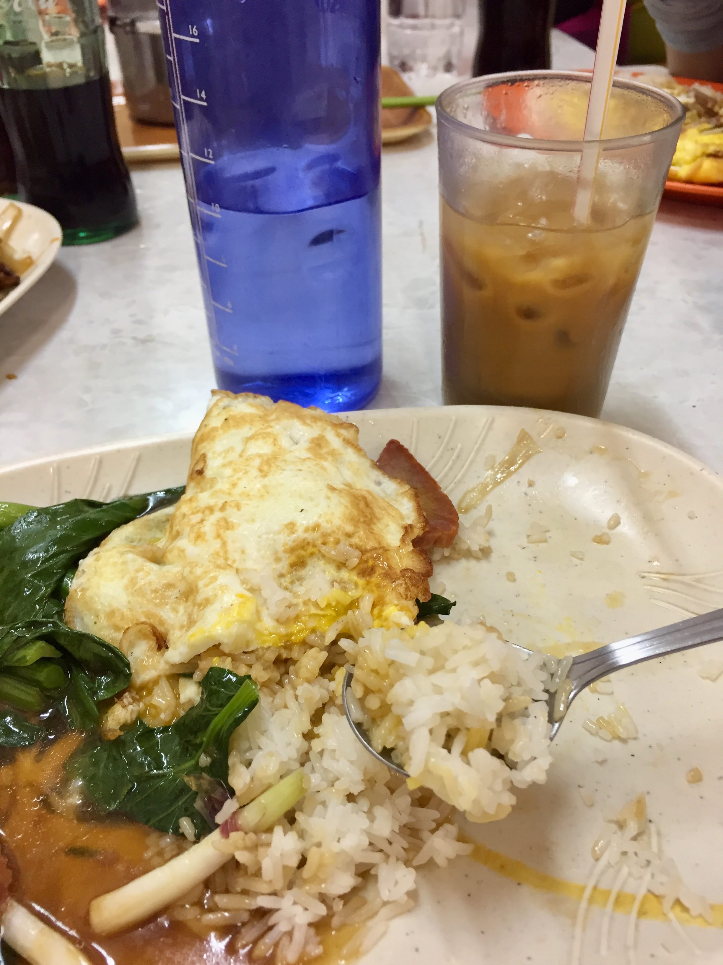 BBQ pork served with vegetable and egg