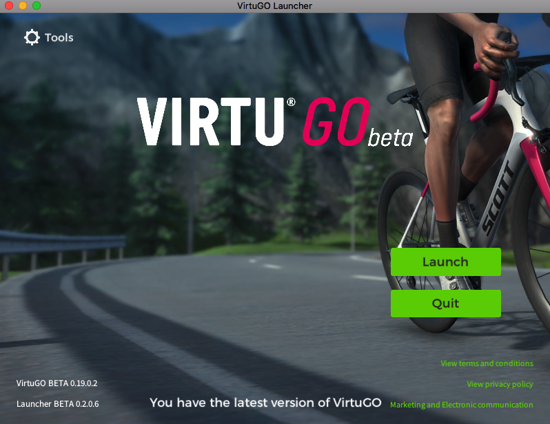 VirtuGO Beta Launch screen