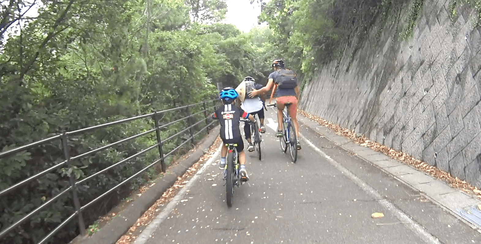 Boy trying to follow the group