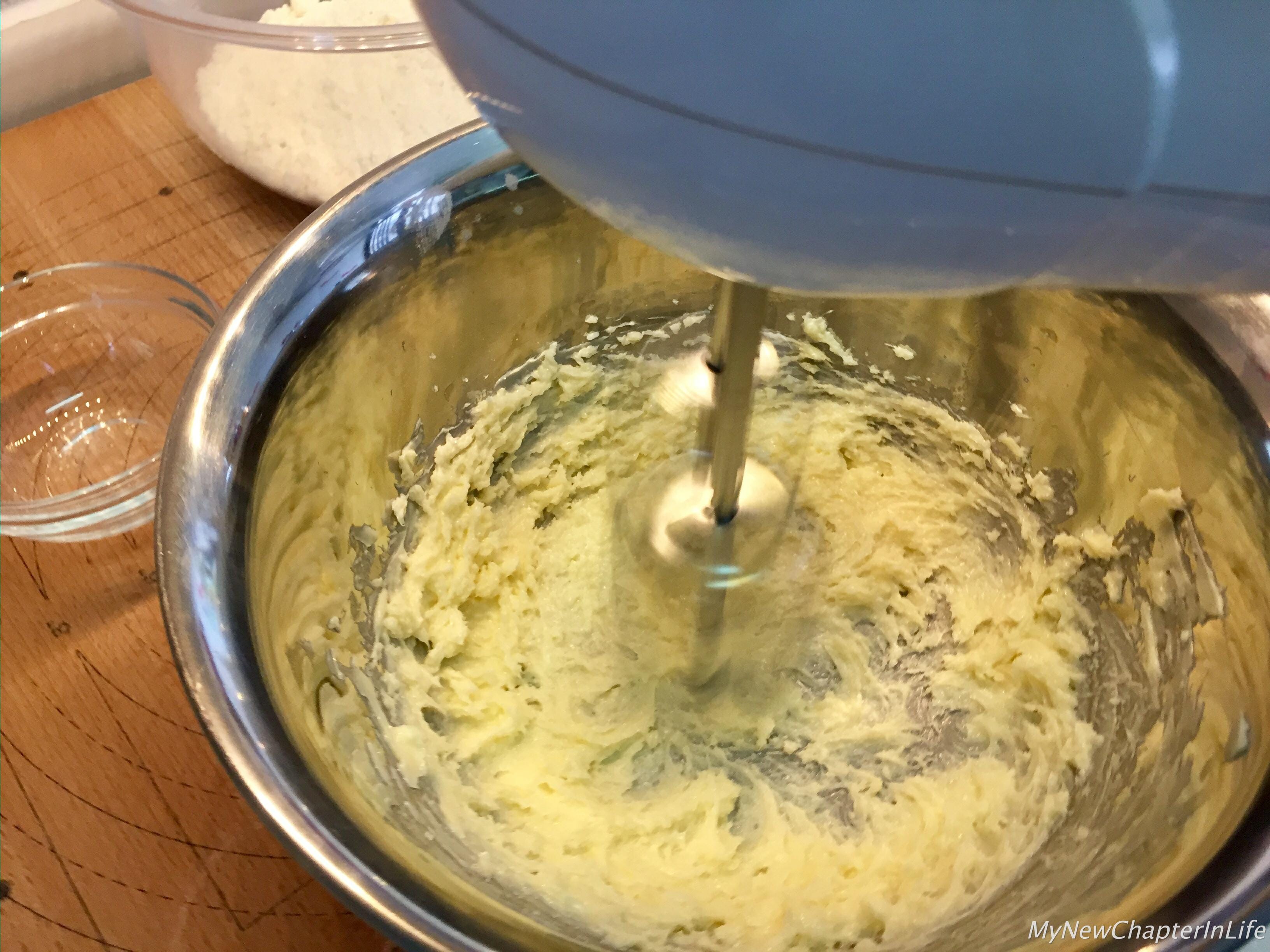 Mix caster sugar with unsalted butter