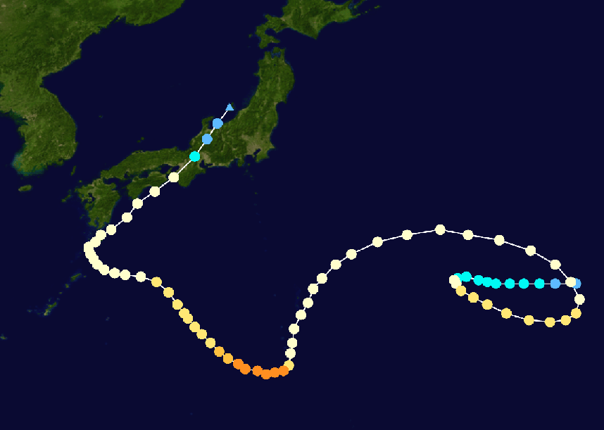 Plotting on the track of typhoon Noru.