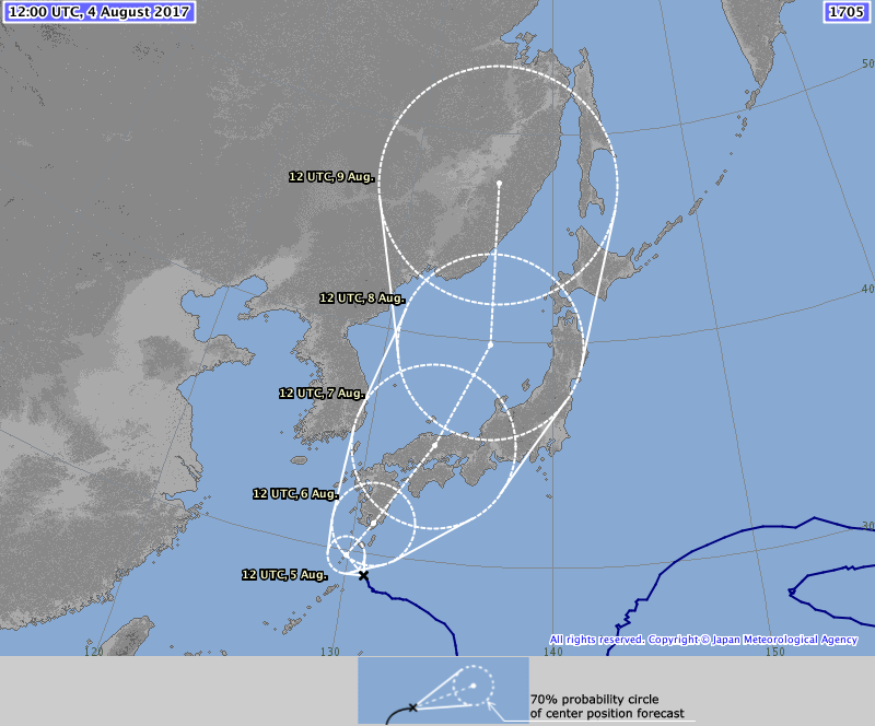 Typhoon Noru (1705) forecast track