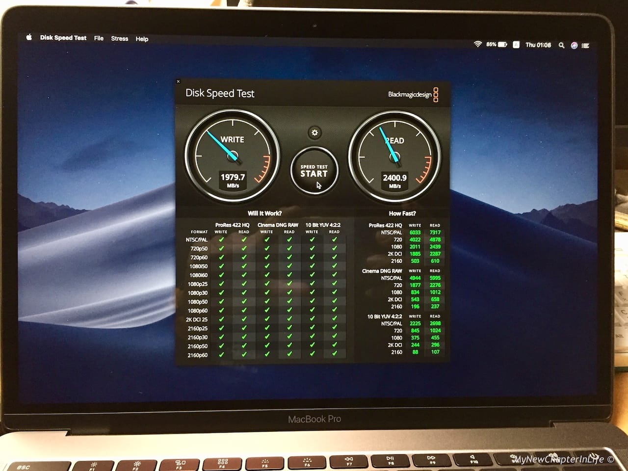 SSD I/O Performance by Blackmagic Disk Speed Test